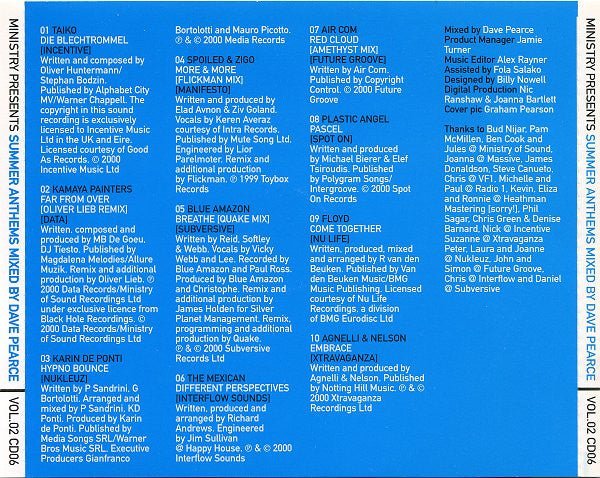 Dave Pearce  ‎–  Ministry Presents Summer Anthems